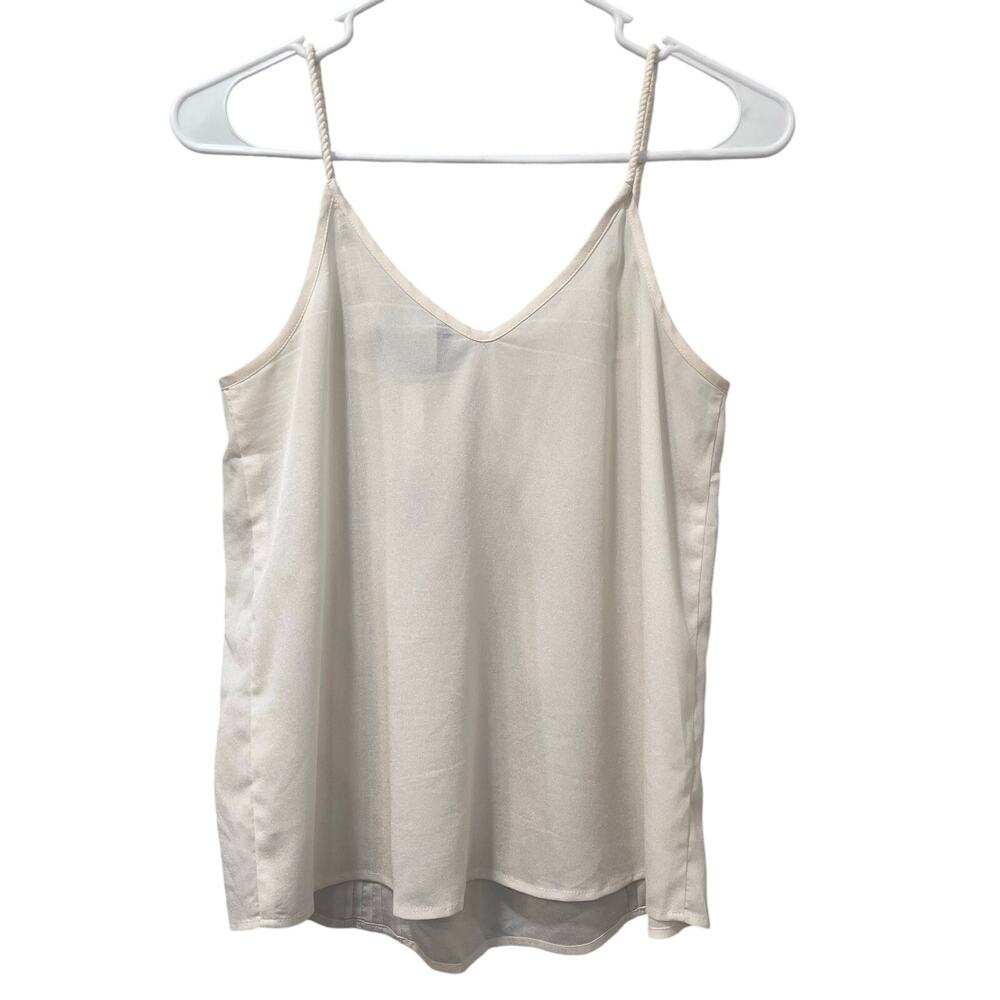 Kensie Cami Tank Pintuck Pleated Keyhole Neckline Ivory Sz Small - Picture 3 of 10
